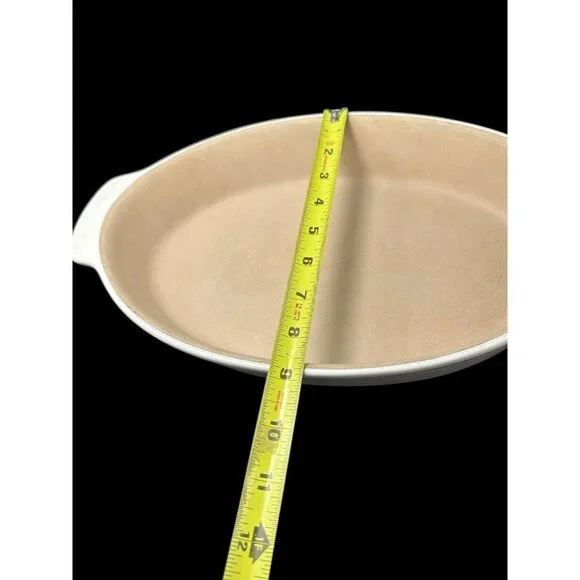 Beige Oval Stoneware Baking Roaster Pan 13x9" Pampered Chef Heritage Collection - Picture 6 of 8
